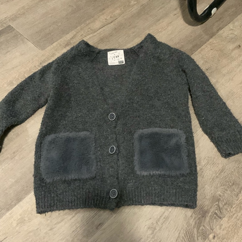 Fuzzy grey cardigan 18-24 months F&F brand
